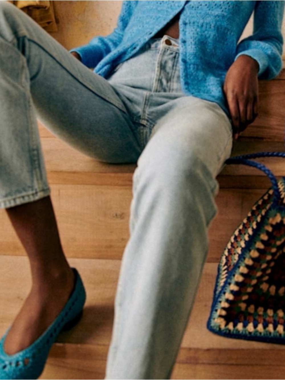 Sezane High-Rise Light Wash 100% French button-fly Cotton Jeans